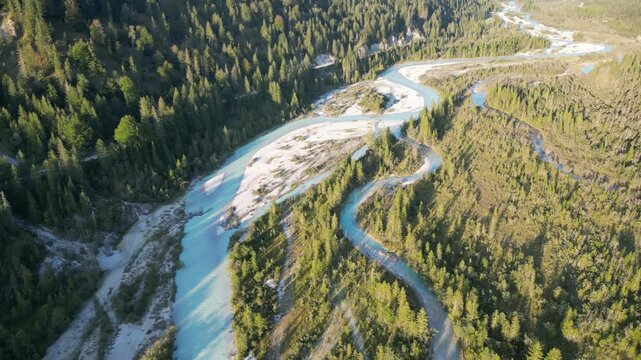 Aerial view of river bed in Vorderriss