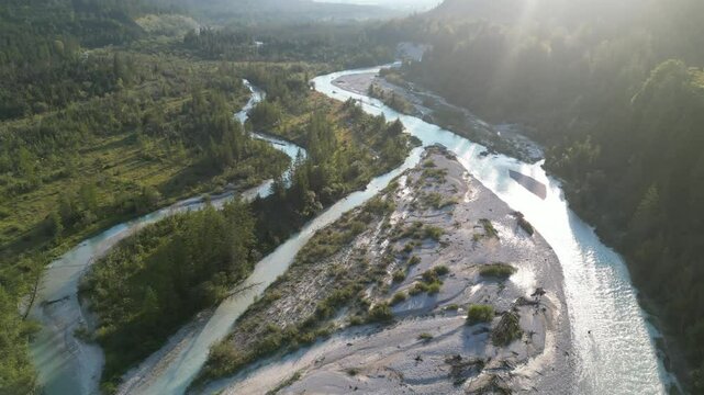 Aerial view of river bed in Vorderriss