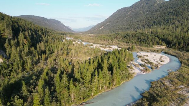 Aerial view of river bed in Vorderriss