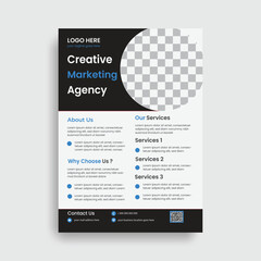 Blue ,black and whit color Corporate business flyer design Template, design for Brochure flyer template or Modern  flyer template design  with geometric shapes in A4 size

