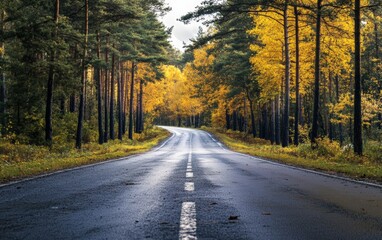 Obraz premium Road in forest. Autun road