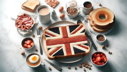 Fototapeta premium Closeup of a Fantastic Breakfast Spread with Fresh Ingredients and Delicious Dishes