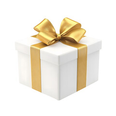 PNG cutout of three large and small anniversary white gift box with gold ribbon surprise presents. Isolated on a transparent background. Generative AI