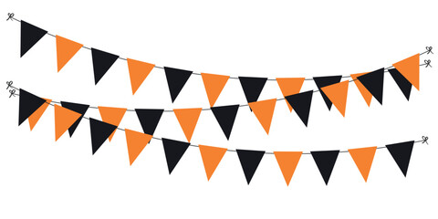 Halloween Bows. Fun Halloween party garland Carnival garland, banner background, pennants, flat vector illustration isolated on white background © leskovets