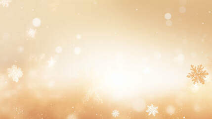 Golden winter background with snowflakes and bokeh effect, holiday design