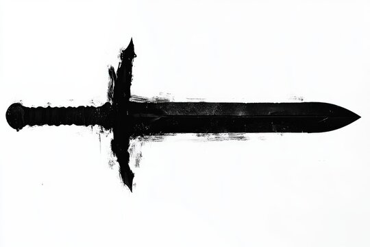 A black sword is shown on a white background, generative ai image