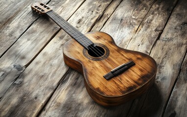 Guitar on wooden background