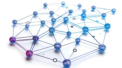 Abstract network graphic showcasing interconnected nodes in vibrant blue and purple hues, representing data flow and connectivity.