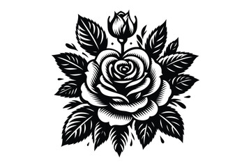 Rose silhouette vector illustrations