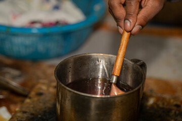 Artistic arrangement Malaysian hand batik equipment and tools