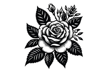 Rose silhouette vector illustrations