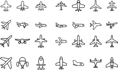 set of silhouettes of countries Airplane 