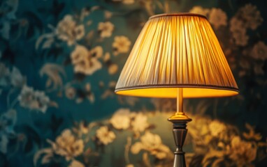Lamp on wallpaper background