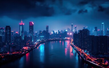 Fototapeta premium Night city beautiful stock photo