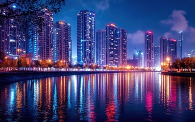 Fototapeta premium Night city beautiful stock photo