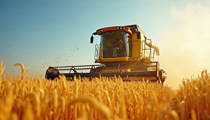 Combine harvester efficiently working in a sun-soaked rice field during harvest season.






 - Powered by Adobe