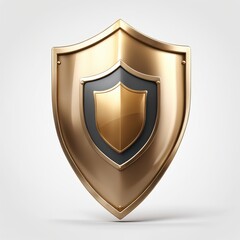 A shiny, gold and black shield symbolizing protection and security.