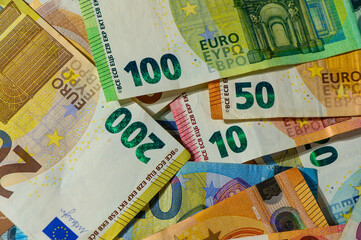 Household budget accounts. Euro currency banknote. Financial results. 4