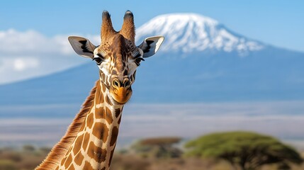 Obraz premium African savanna with mountain in national wild park, african savanna with mountain