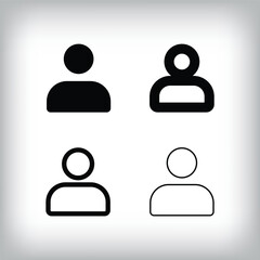 Simple profile icon set. 4 Different thickness and flat user designs. Consultation and identity icon.