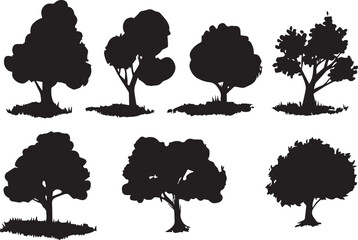 Set Trees. Hand drawn vector illustration	