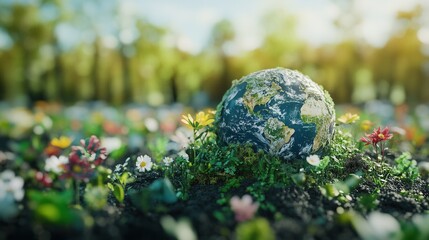 A local community celebrating Earth Day with a festival, promoting sustainability and environmental awareness