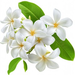 Fototapeta premium White Plumeria Flowers with Green Leaves.