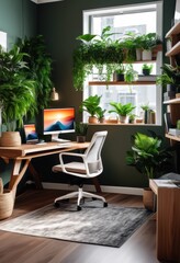 Fototapeta premium innovative versatile workspace solutions designed remote workers enhance productivity comfort home office environments, furniture, organization, layout