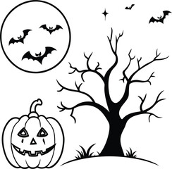 halloween pumpkin with bats