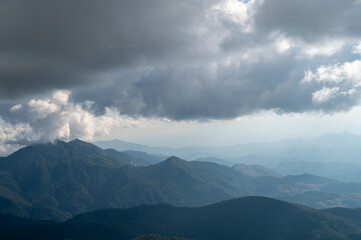 Tropical mountains with cloudy