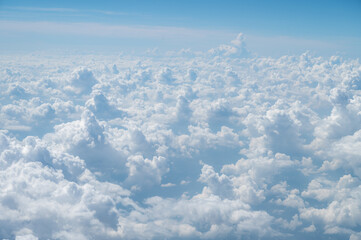 blue sky with the clouds from the plane view