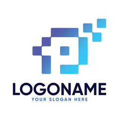 P Pixel Vector Logo Design