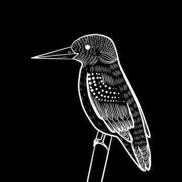 recommend clip art: Lineocut kingfisher isolated, sketch, line art 