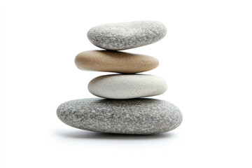 Balancing stones on white background.