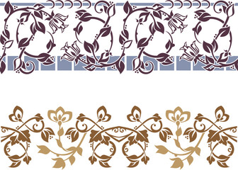 Vector set of ornamental friezes in Oriental style, decorative border designs, page decorations for greeting cards and wedding invitations.