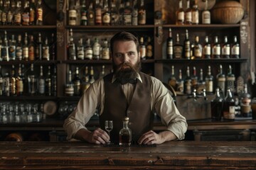 Bartender Serving Drinks at a Caf&eacute;