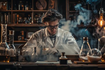 Obraz premium Chemist Conducting Experiments in the Laboratory
