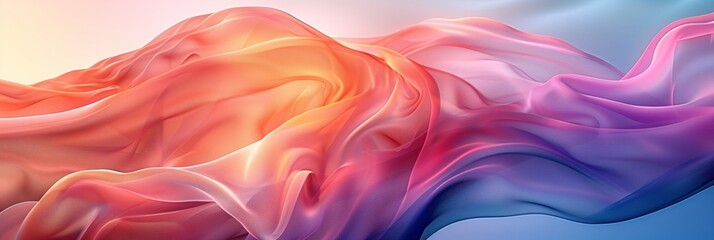 Obraz premium Beautiful background with abstract fabric waves design, panoramic banner