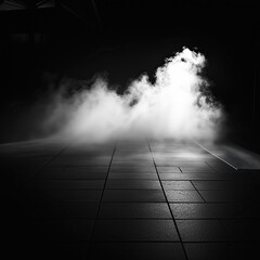 empty stage with smoke