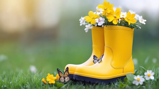 Rain boots with flowers in them hot sale