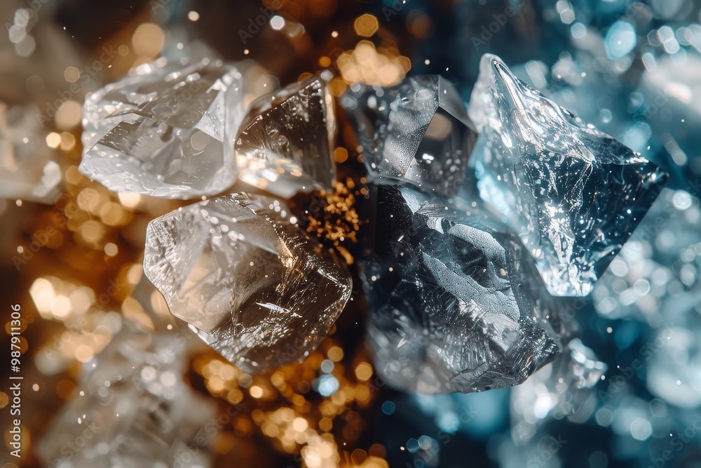 Poster Abstract representation of sparkling diamond shapes, combining elements of luxury and technology in a futuristic, visually dynamic concept of light and elegance.