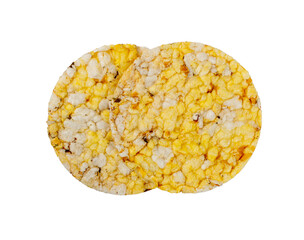 Puffed Corn Cake Isolated, Corn Diet Bread with Fragrant Herbs and Spices, Waffle with Corns, Rice, Cereal Snack