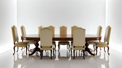 Elegant Oval Dining Table with Cream Upholstered Chairs