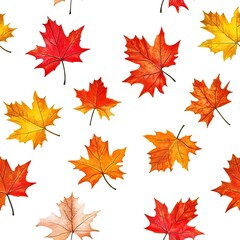 Seamless pattern A vibrant arrangement of autumn leaves in warm colors set against a textured, neutral background for seasonal crafting