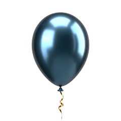 Single big blue latex balloon for birthday isolated on a white background