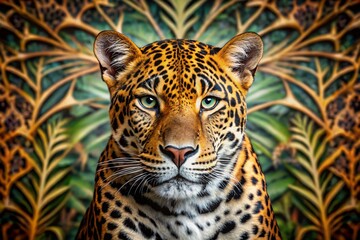 Obraz premium Stunning Leopard Wallpaper Featuring Majestic Spots in Natural Habitat for Home and Office Decor