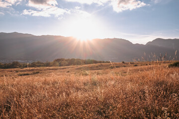 coucher du soleil sur le Jura depuis le Mont Mourex