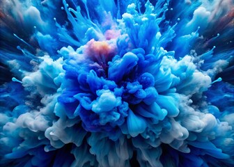 Obraz premium Vibrant Blue Explosion of Color Creating Dynamic Visual Effects in Artistic Abstract Background