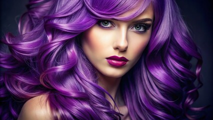 Fototapeta premium Vibrant Shades of Purple Hair Color in Various Styles and Textures for Creative Inspiration