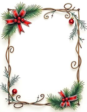 christmas frame with branches